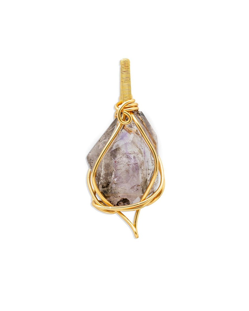 irregular shape smoky super seven pendant