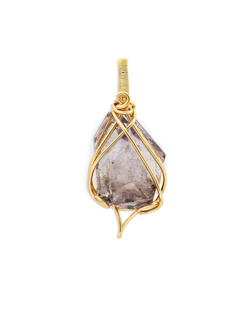 irregular shape smoky super seven pendant