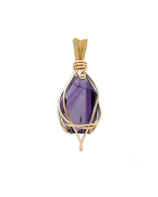 drop shaped deep violet amethyst pendant