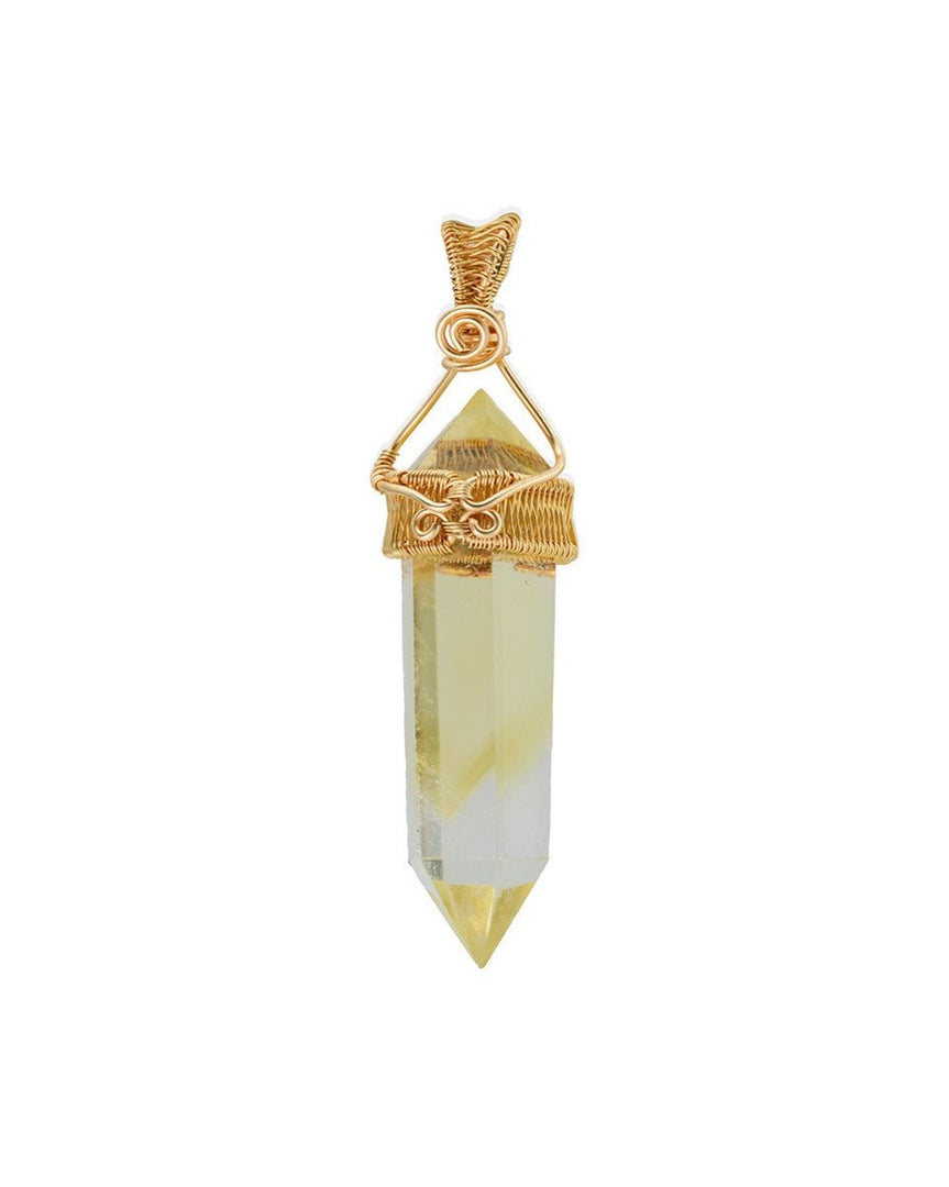 thin double pointed citrine pendant