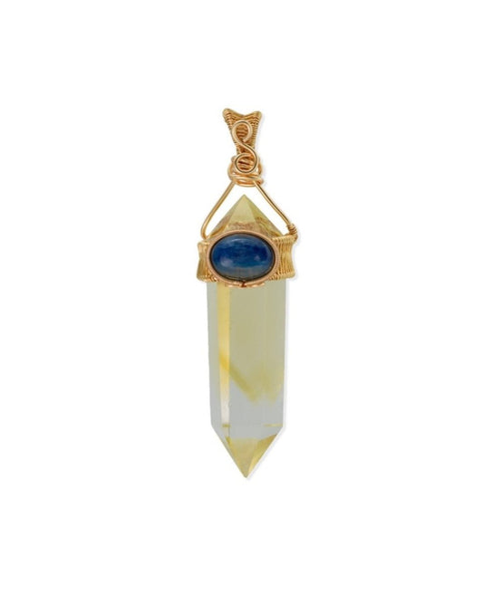 thin double pointed citrine pendant