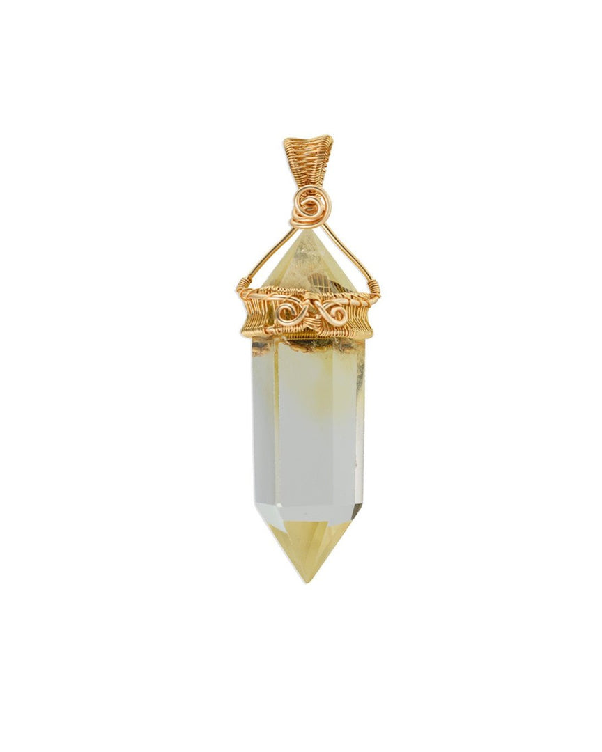 thin double pointed citrine pendant