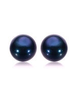 Load image into Gallery viewer, 11mm deep aqua freshwater pearl stud earrings
