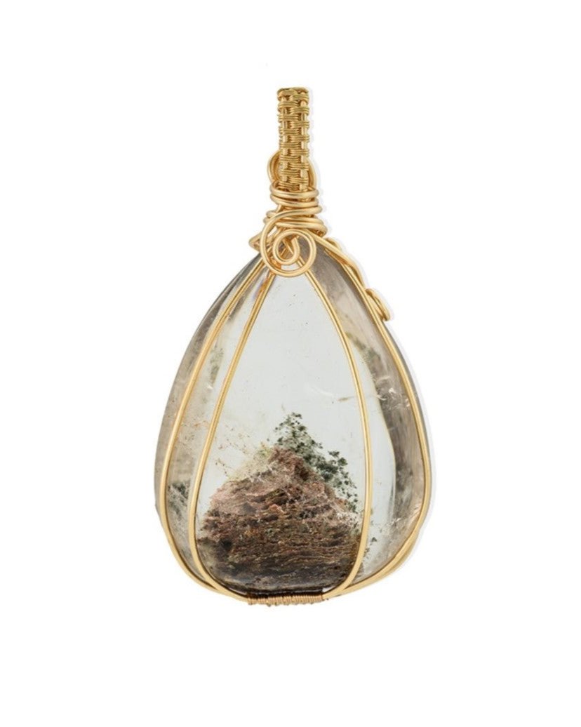 chunky seabed world green phantom quartz pendant