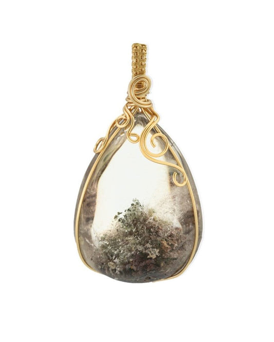 chunky seabed world green phantom quartz pendant