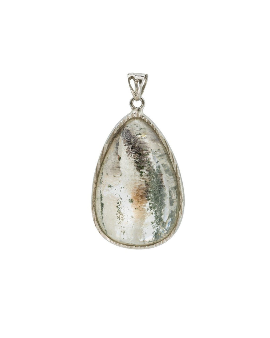 seabed world phantom quartz pendant in silver setting