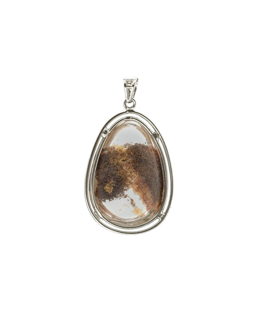 seabed world phantom quartz pendant in silver setting