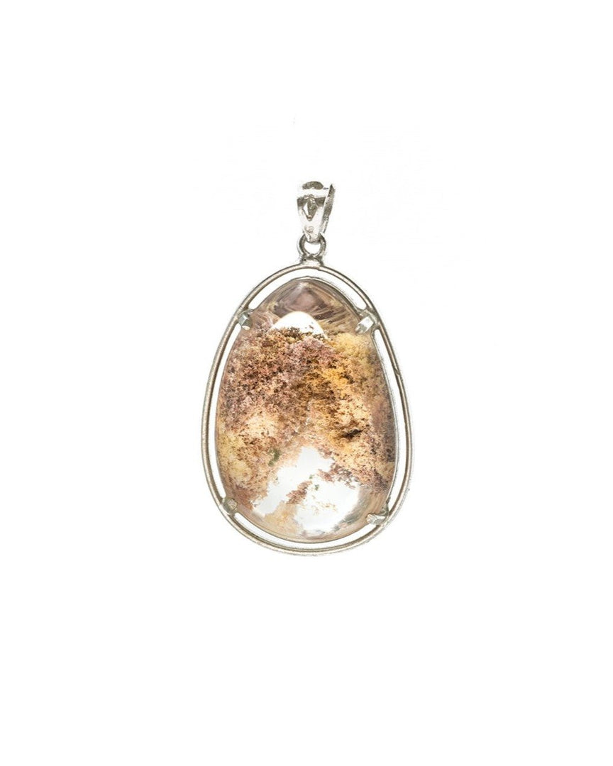 seabed world phantom quartz pendant in silver setting