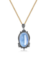 Load image into Gallery viewer, vintage natural aquamarine silver pendant
