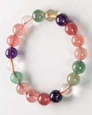 Multicolored beaded bracelet on a white background