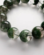 Load image into Gallery viewer, Green Phantom Quartz Bracelet (Dense Inclusion) on a white background