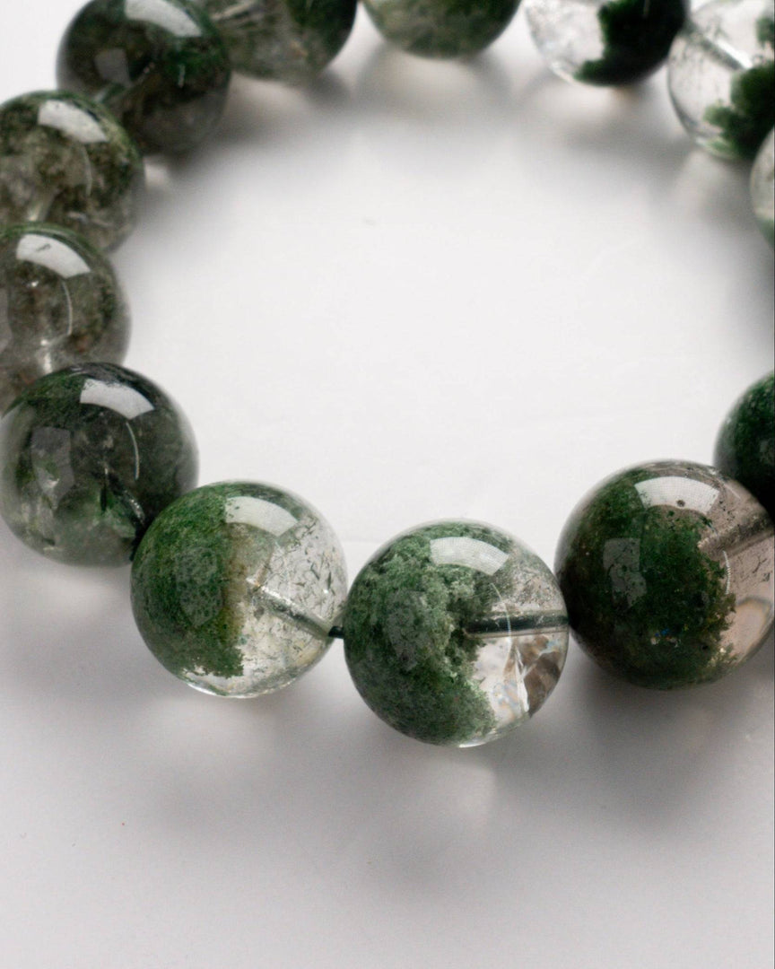 Green Phantom Quartz Bracelet (Dense Inclusion) on a white background