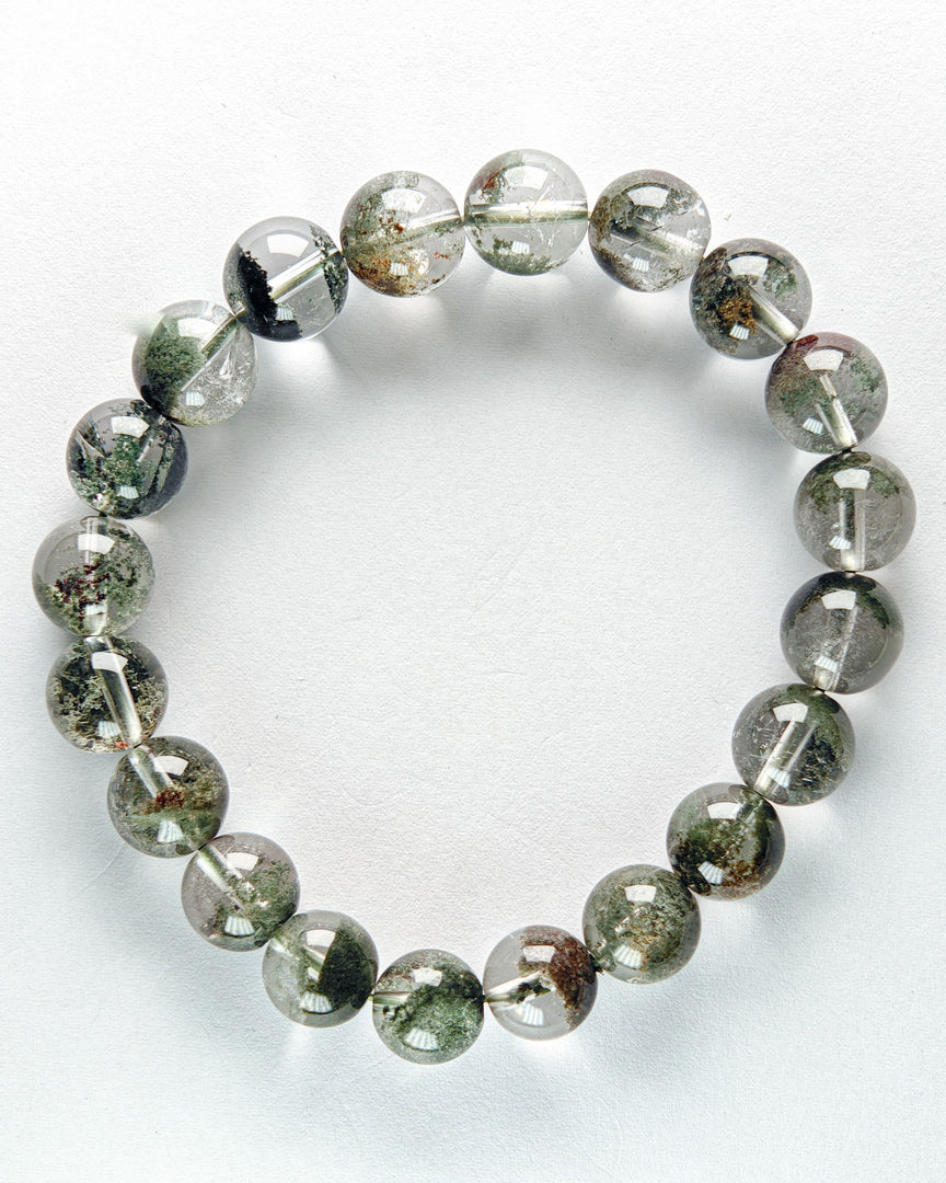 Green Phantom Quartz Bracelet (Light Inclusion)on a white background