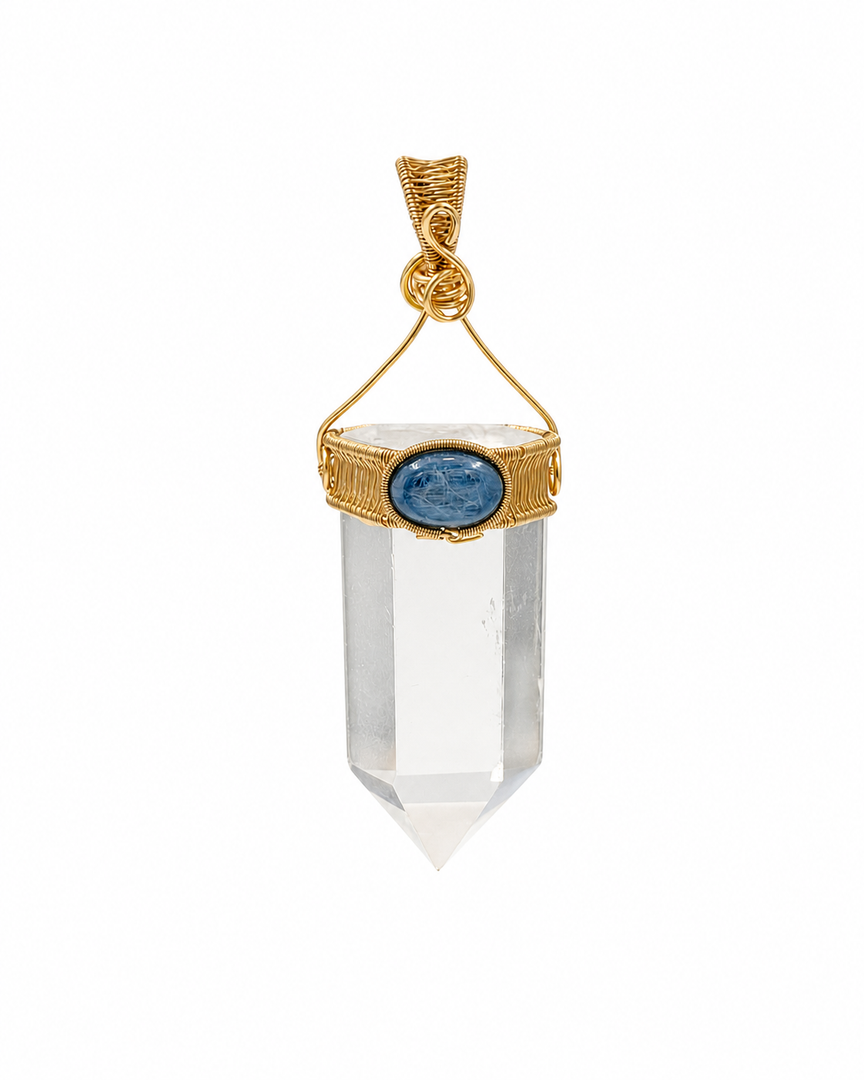 Guardian Clear Quartz Pendant with Lapis Lazuli