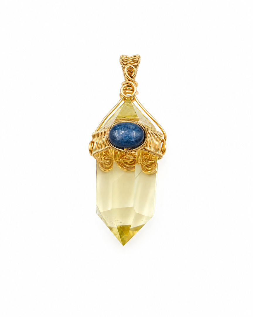 Handmade Small Double Pointed Clear Citrine Pendant