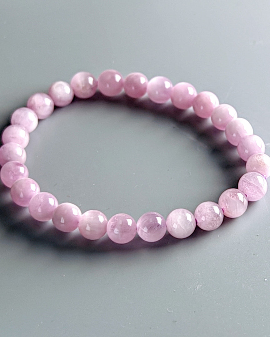 Lavender Moon Quartz Bracelet on a gray background 