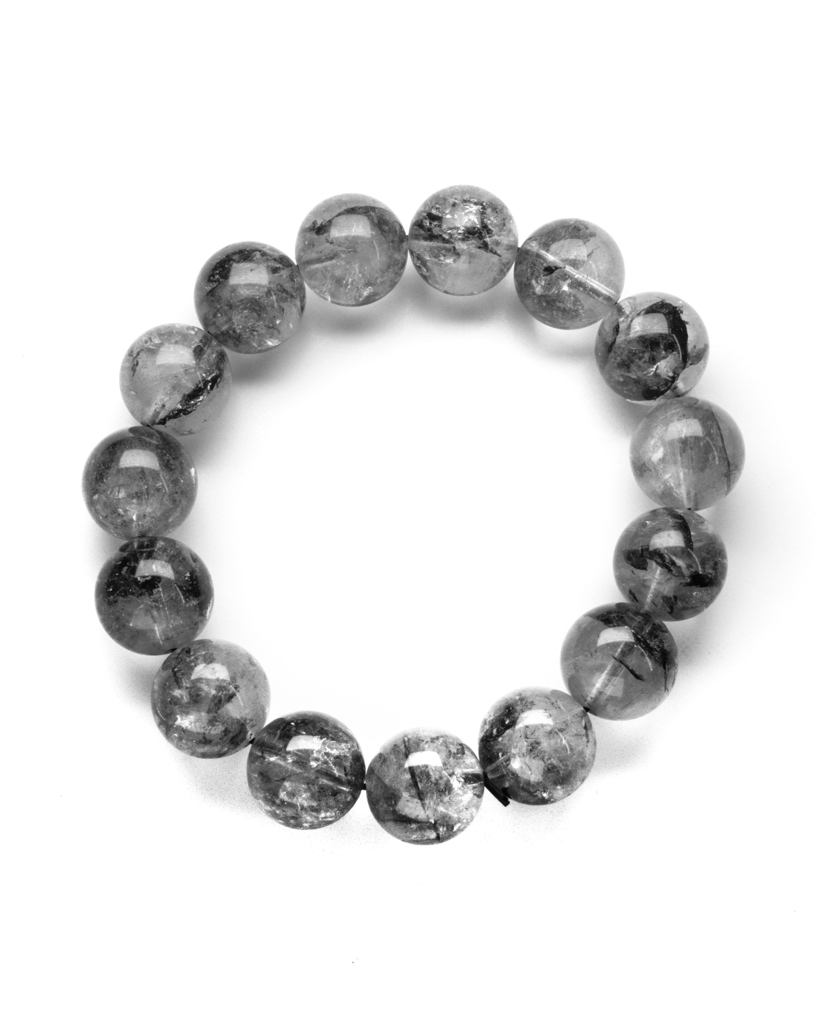 RARE Herkimer Diamond Bracelet | Smooth Round Herkimer Diamond Quartz Gemstone Jewelry | Black Anthraxolite | New York | Manifestation retailer