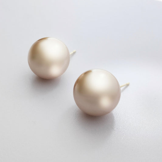 14mm Champagne Pearl Earrings