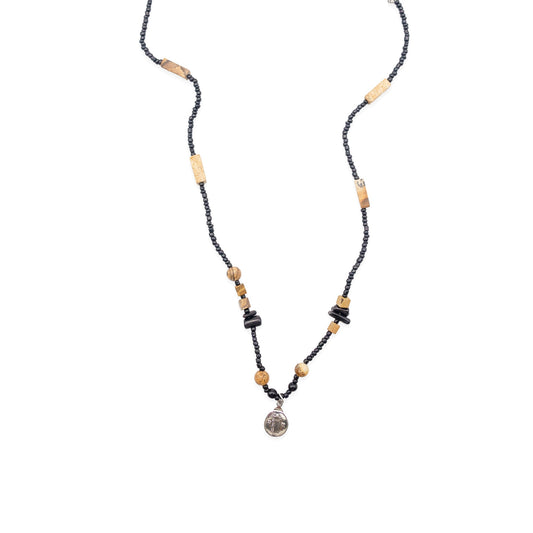 Black Wood Shell Necklace