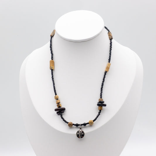 Black Wood Shell Necklace