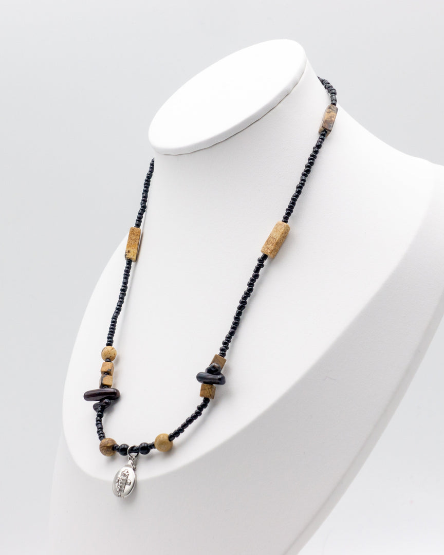 Black Wood Shell Necklace