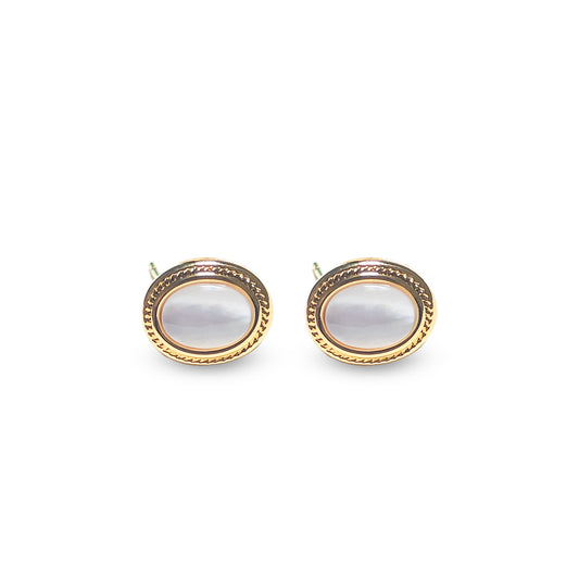 Golden Classical Oval Stud Earrings