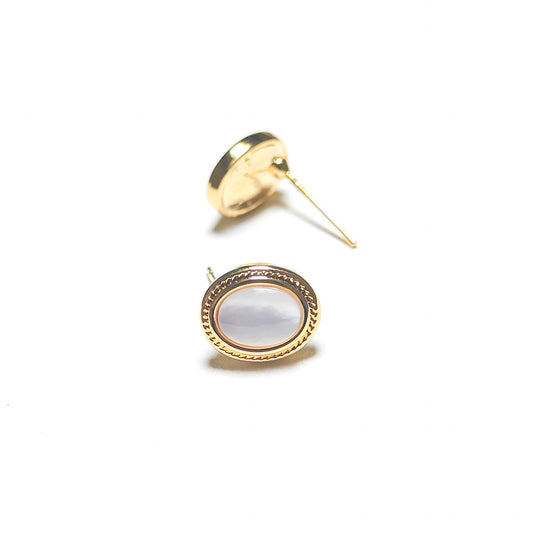 Golden Classical Oval Stud Earrings