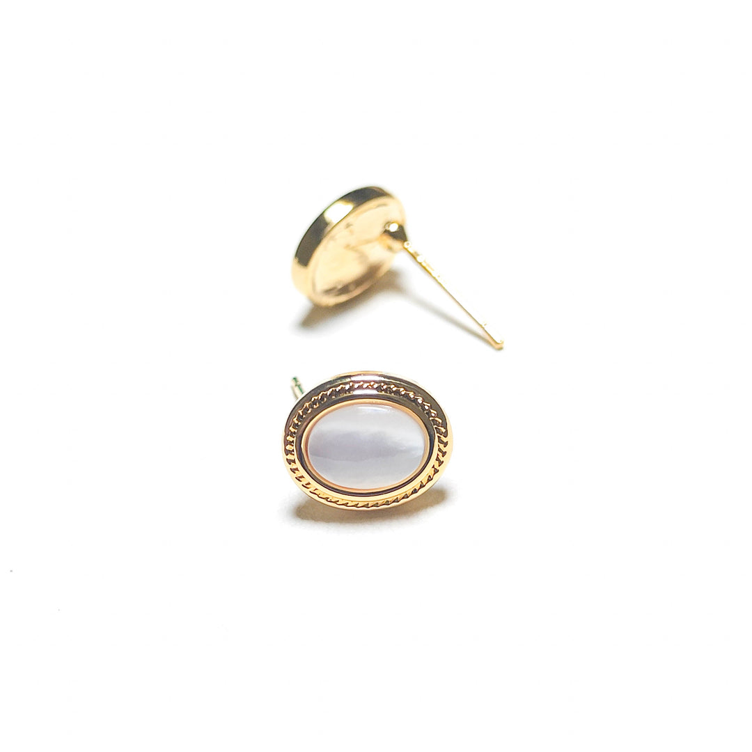 Golden Classical Oval Stud Earrings