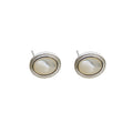 Silver Classical Oval Stud Earrings