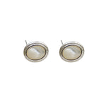 Load image into Gallery viewer, Silver Classical Oval Stud Earrings
