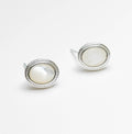 Silver Classical Oval Stud Earrings