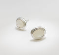 Silver Classical Oval Stud Earrings