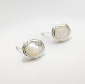 Silver Classical Oval Stud Earrings