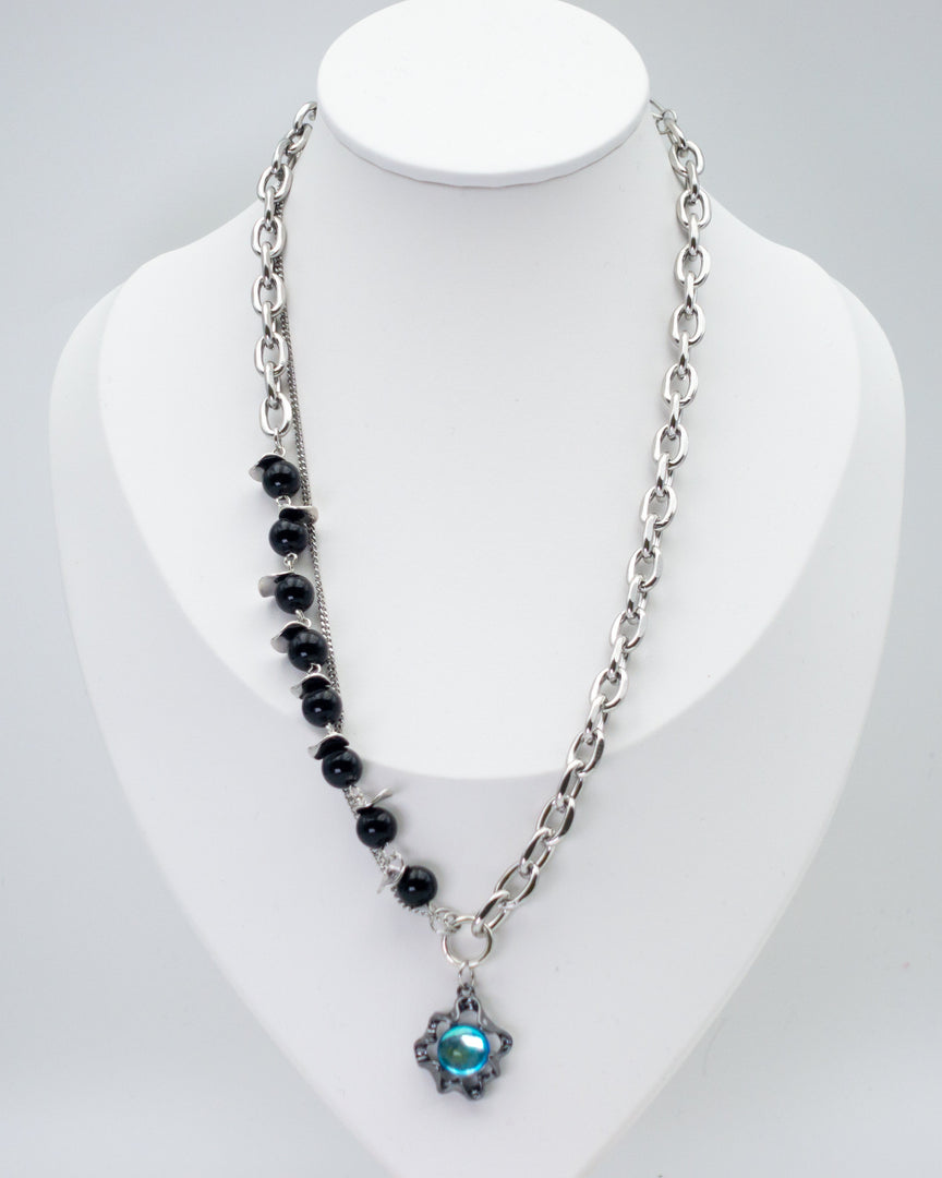 Cyber Rhinestones Beaded Necklace