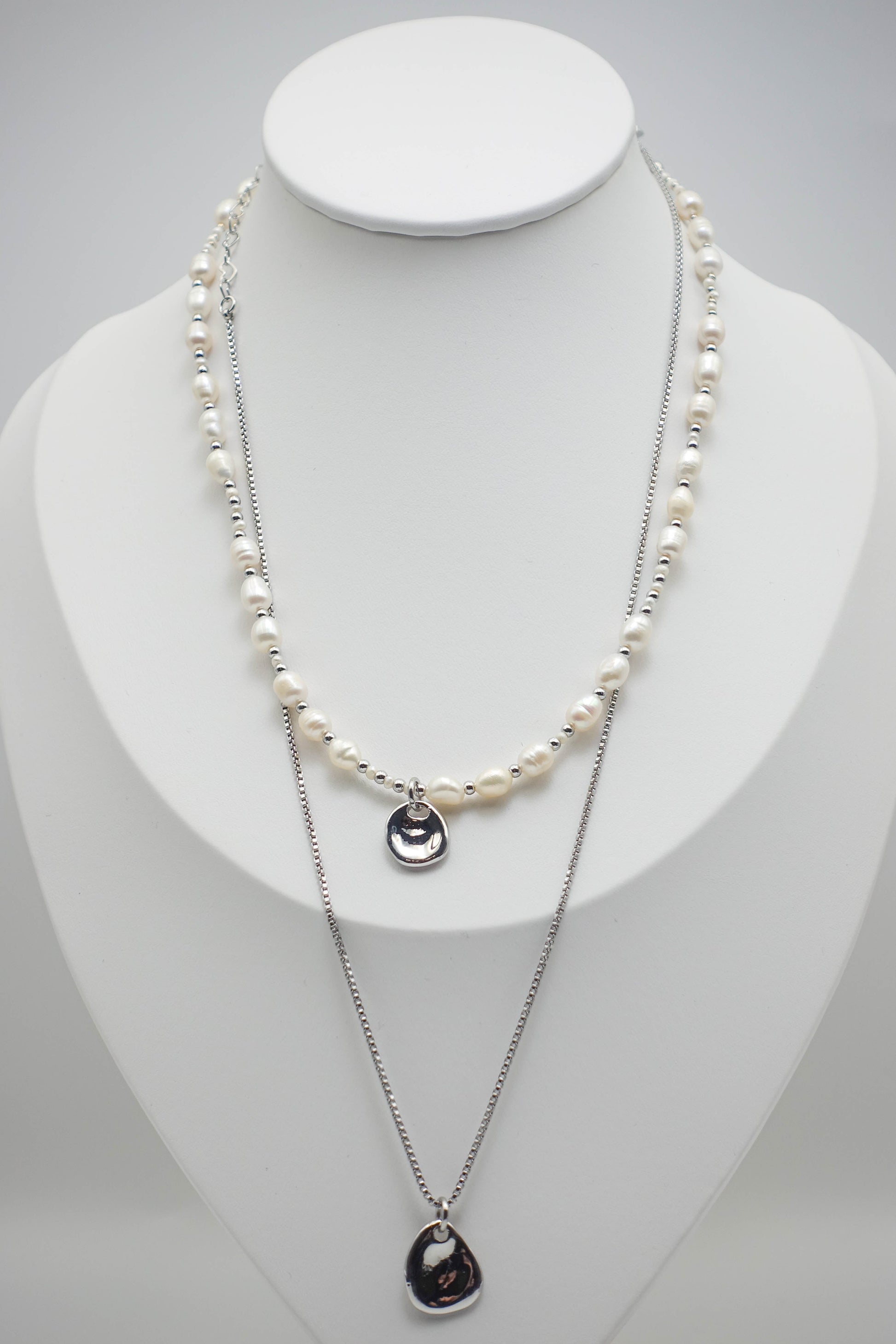 Double Chain Beaded Pearl Necklace