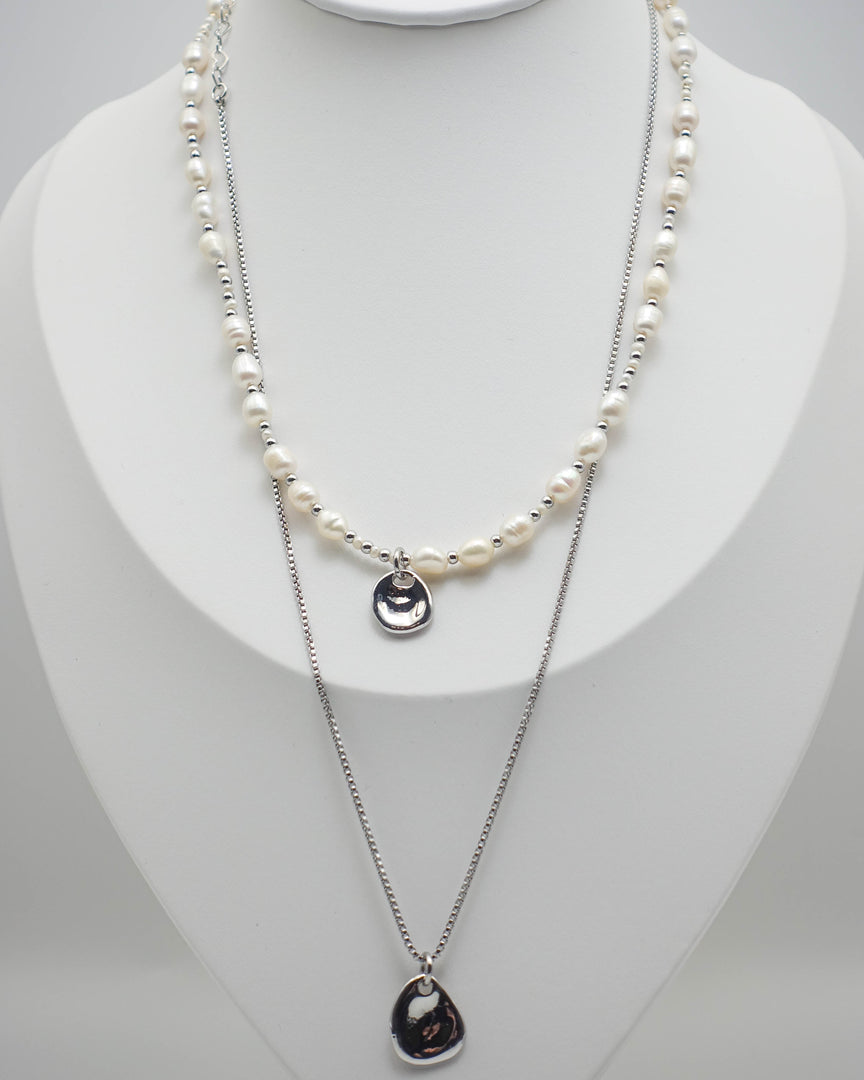 Double Chain Beaded Pearl Necklace