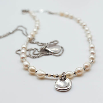 Double Chain Beaded Pearl Necklace