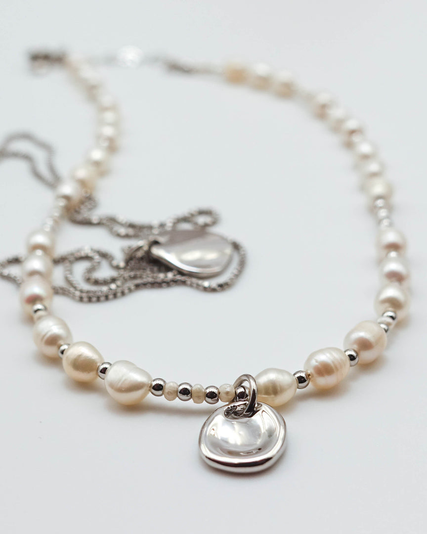 Double Chain Beaded Pearl Necklace