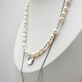 Double Chain Beaded Pearl Necklace