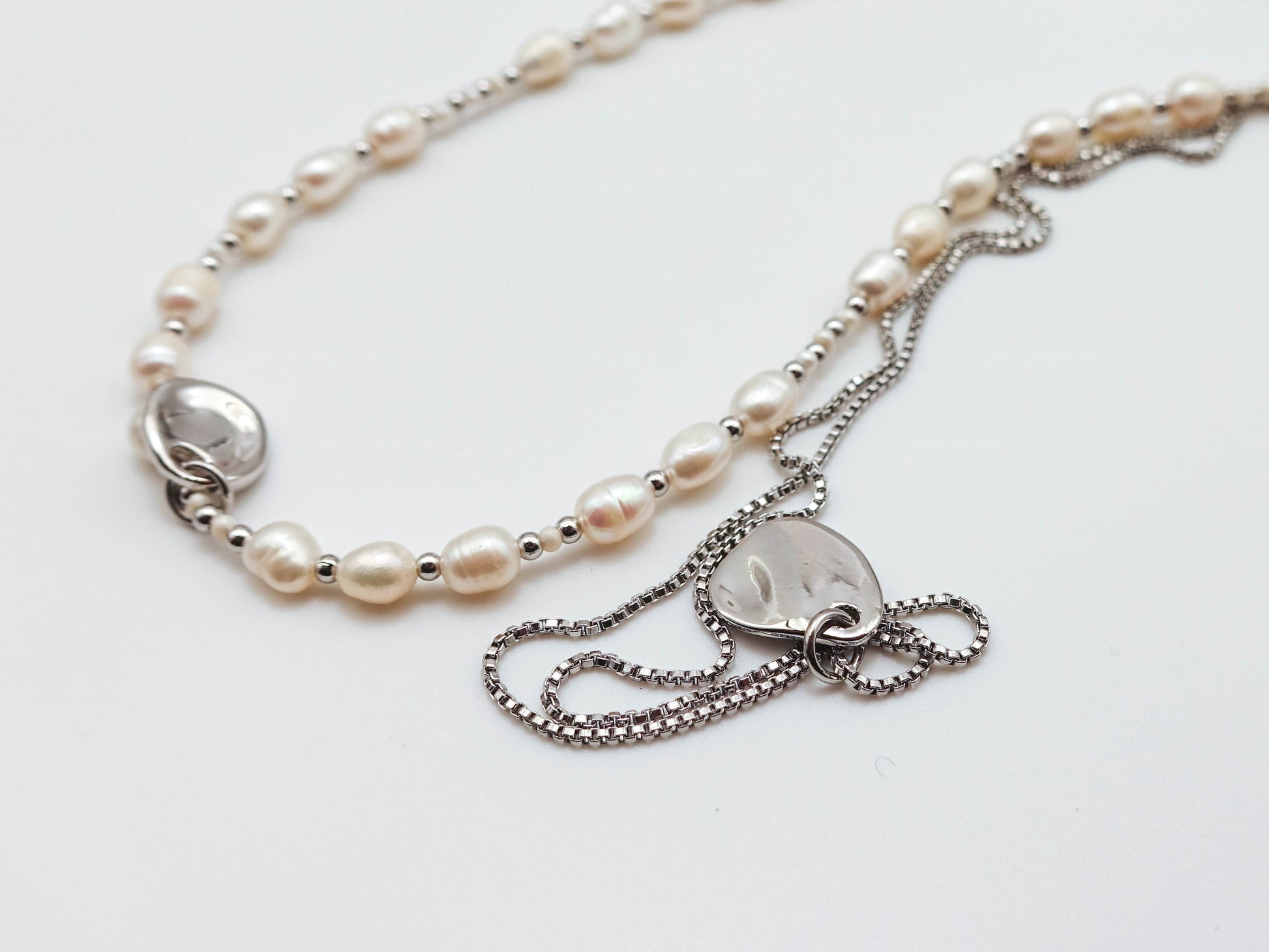 Double Chain Beaded Pearl Necklace