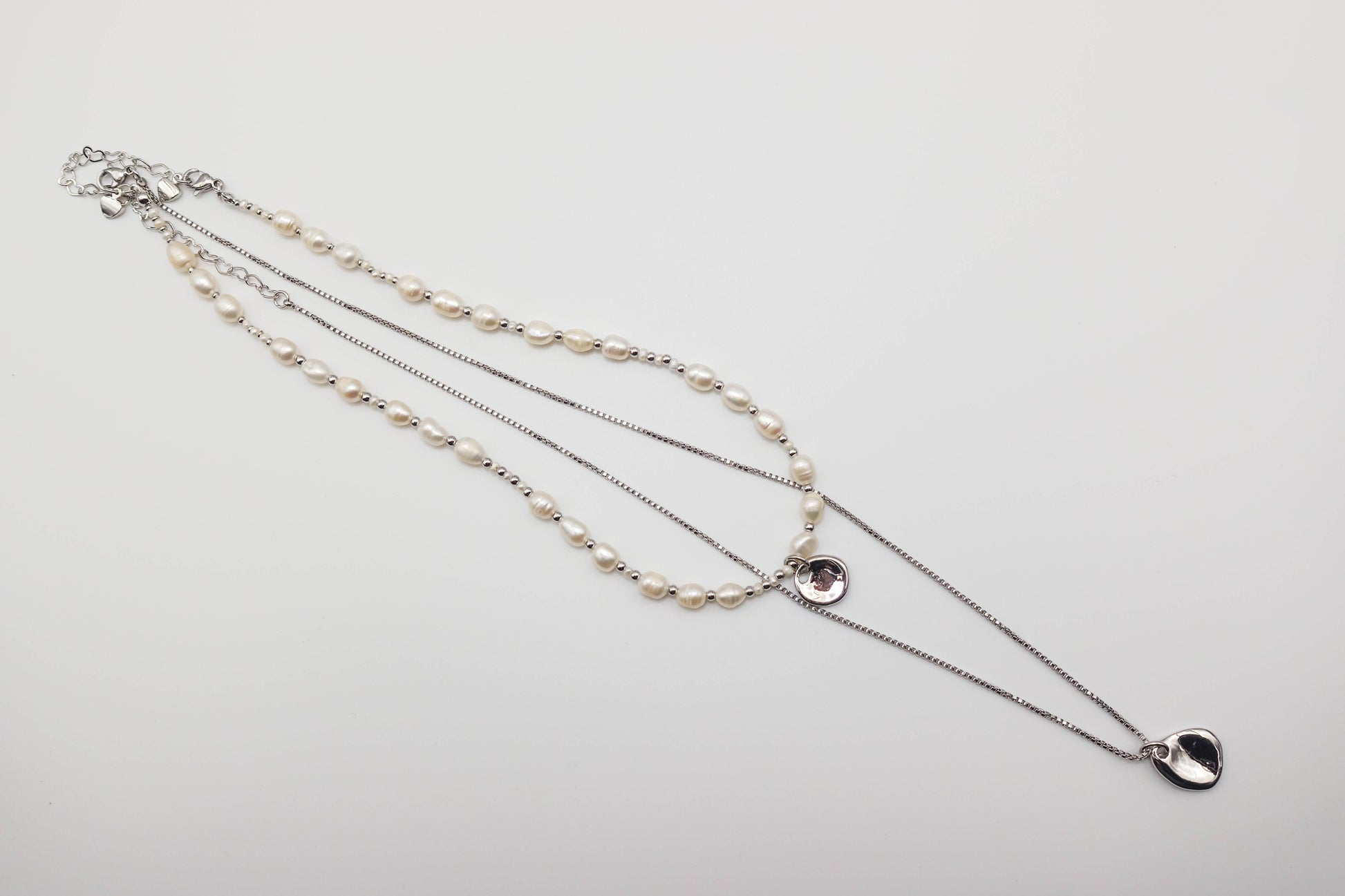 Double Chain Beaded Pearl Necklace