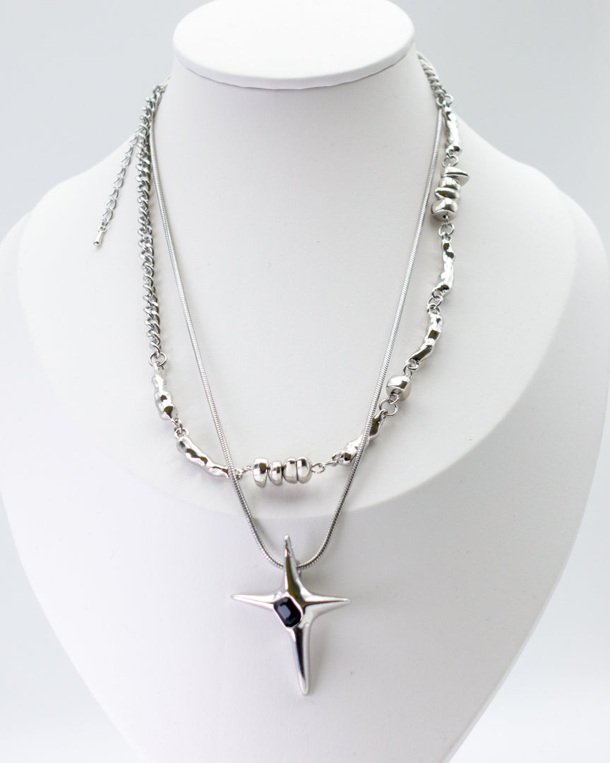 Star Pendant Double Chain Necklace