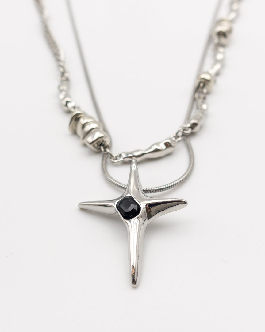 Star Pendant Double Chain Necklace