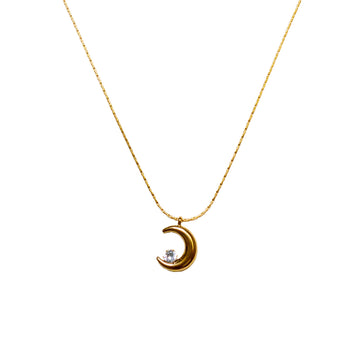 Gold Moon Stone Necklace