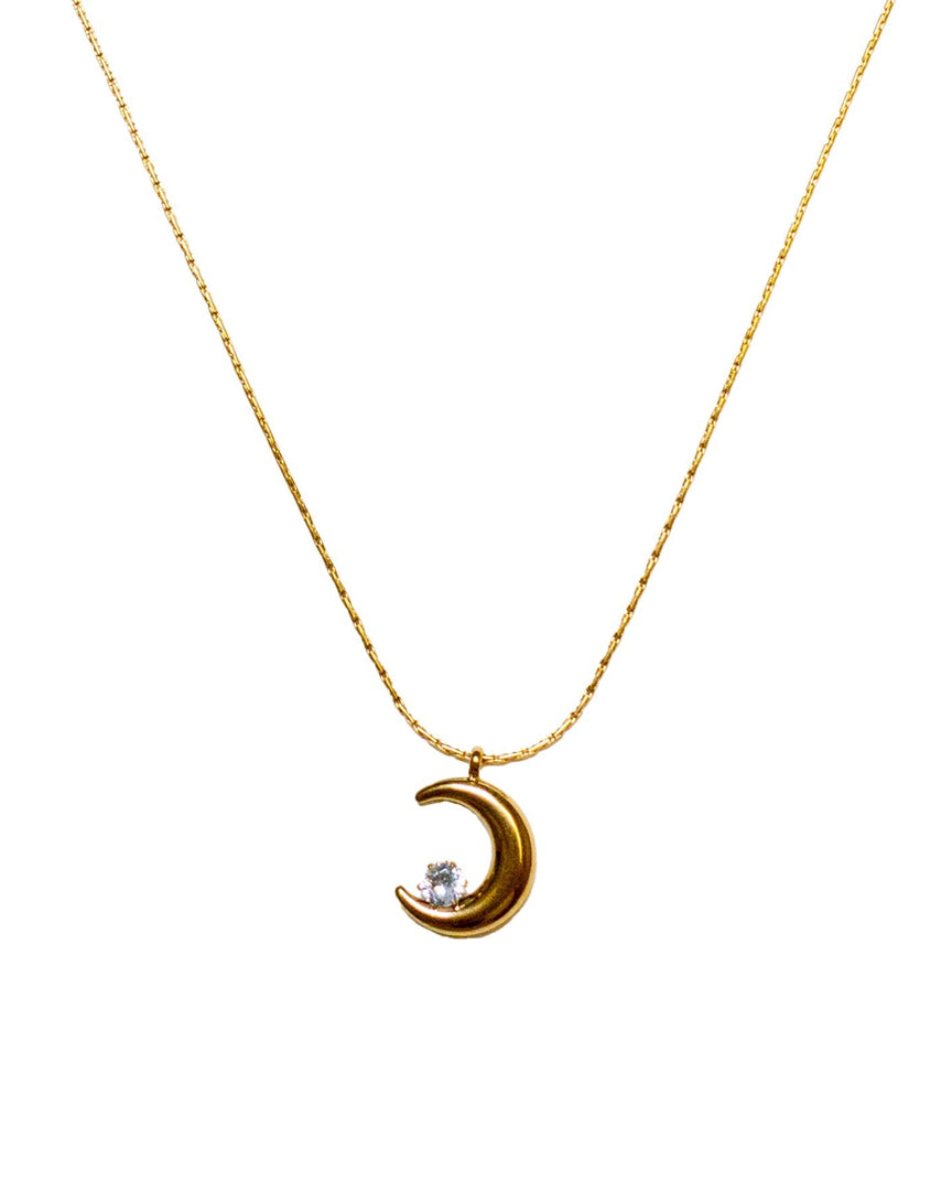 Gold Moon Stone Necklace