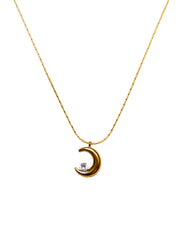 Gold Moon Stone Necklace