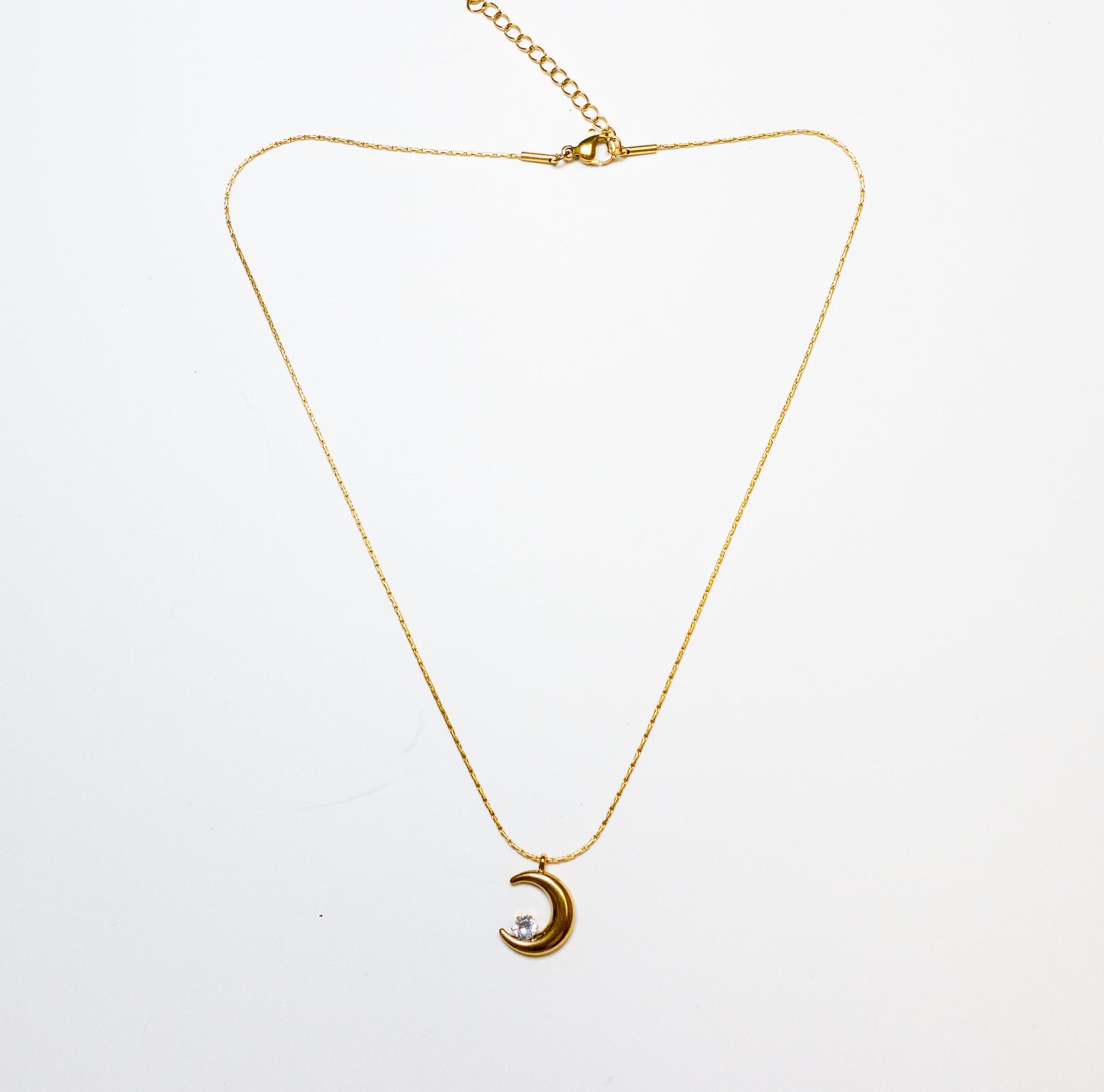 Gold Moon Stone Necklace