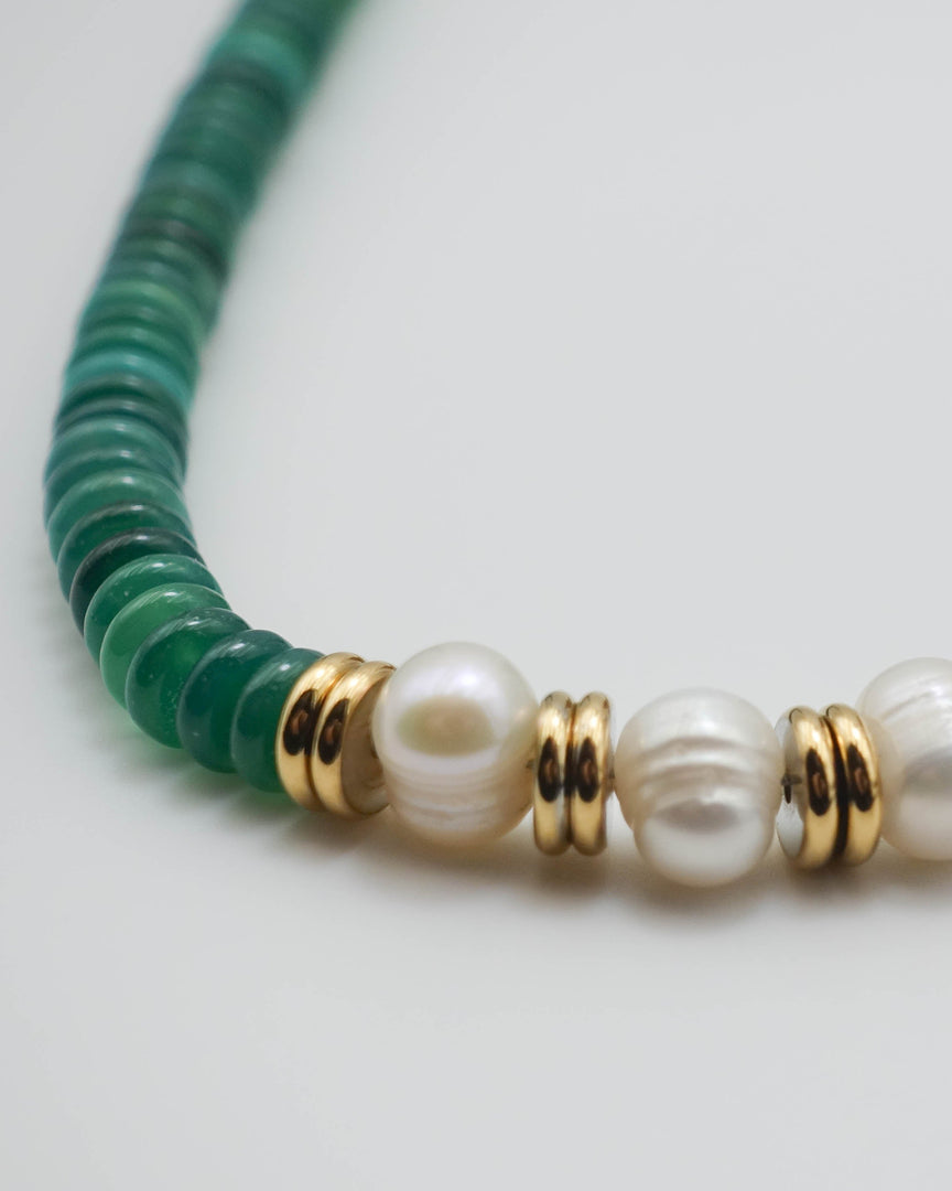 Green Chalcedony Pearl Necklace