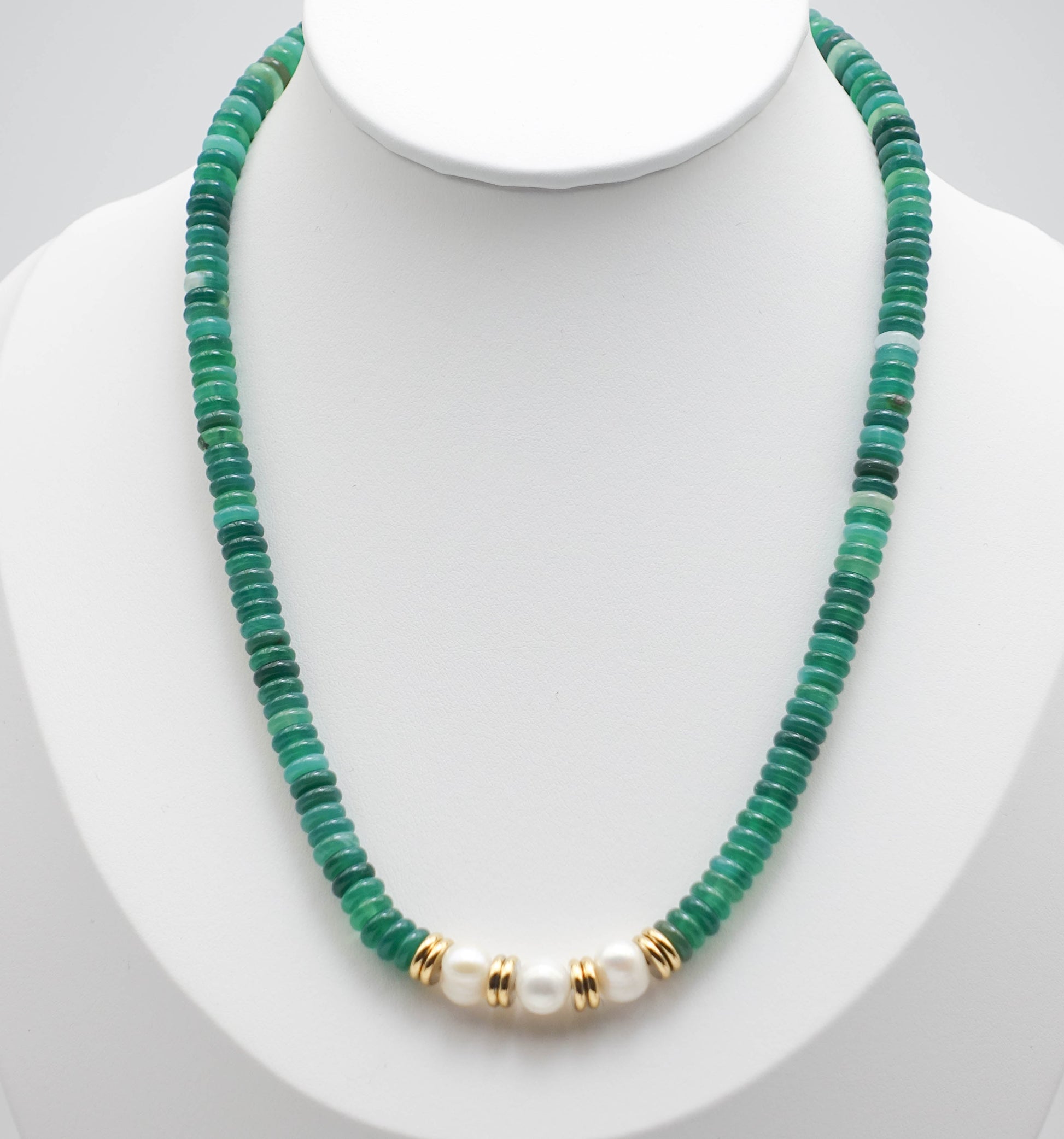 Green Chalcedony Pearl Necklace