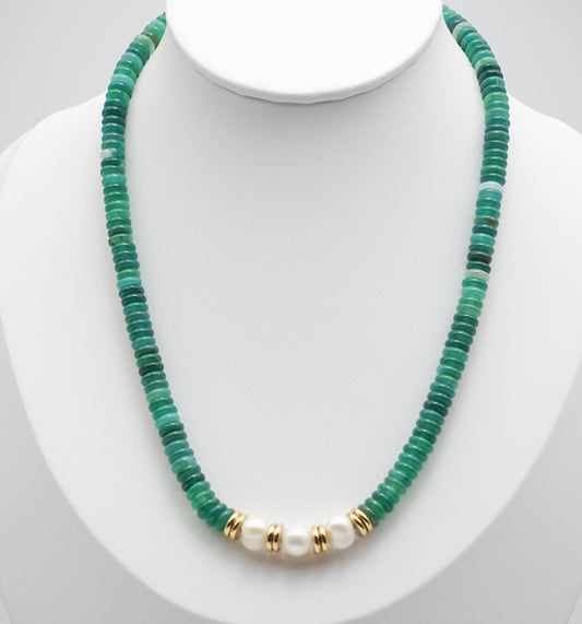 Green Chalcedony Pearl Necklace